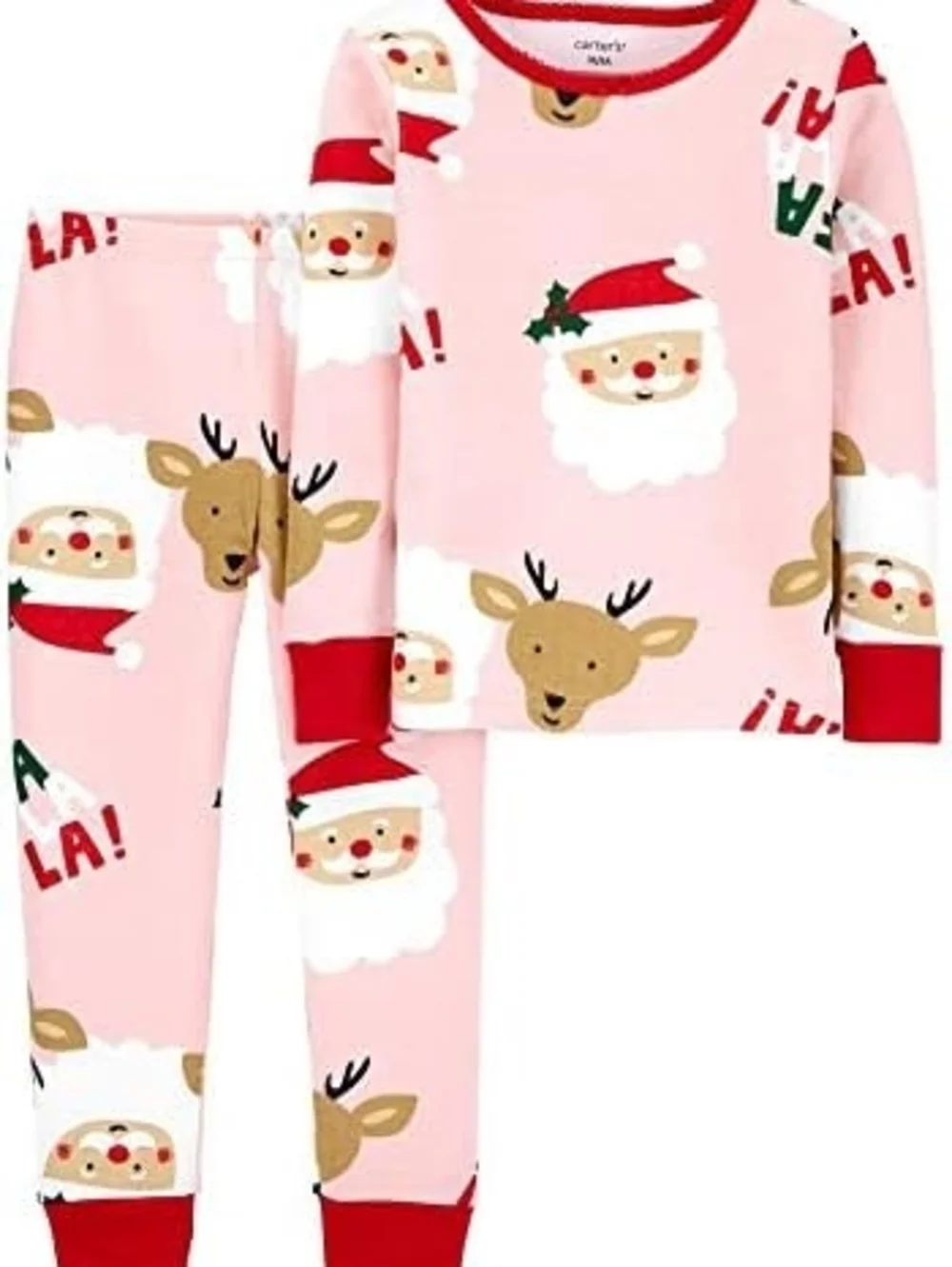 NWT Carter's Pink Santa & Reindeer Holiday Pajama Set
